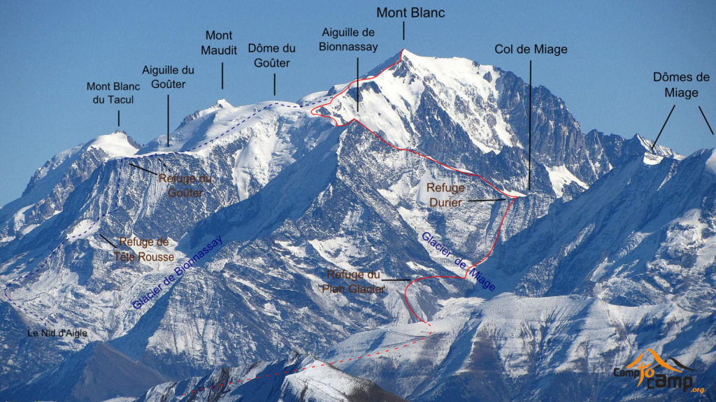 Traversée de Bionnassay par le refuge du Plan Glacier